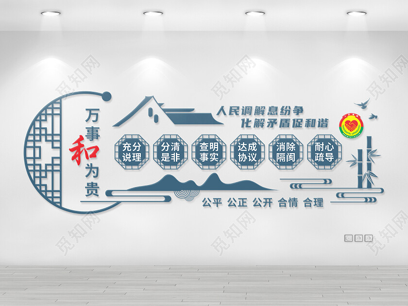 蓝色社区人民调解室司法文化墙