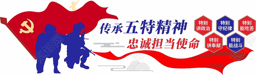 红色五特精神警队特警文化墙