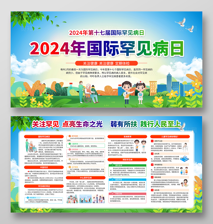 蓝色大气2024国际罕见病日宣传栏