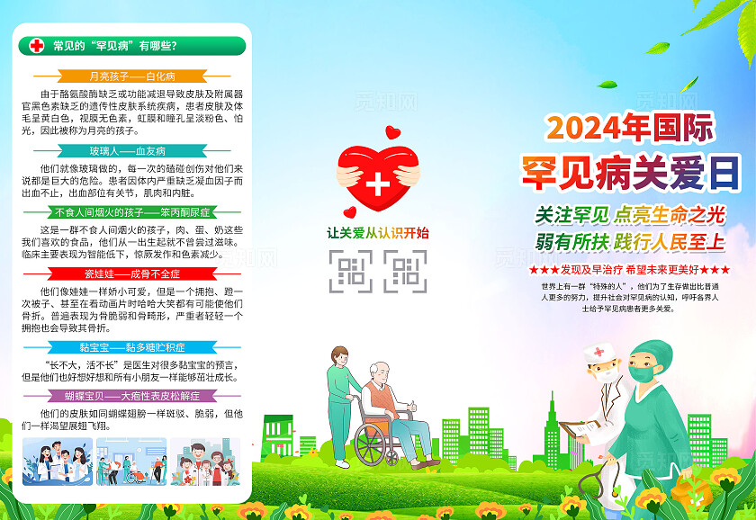 蓝色大气2024国际罕见病日三折页