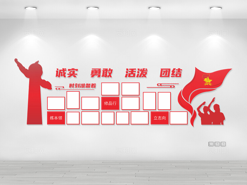 红色少年先锋队队室照片文化墙