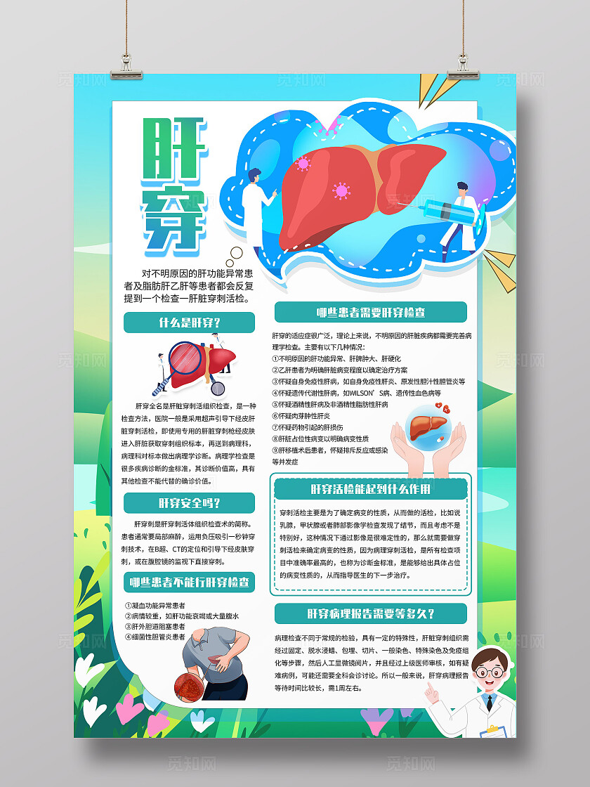 插画风肝穿肝癌文案海报