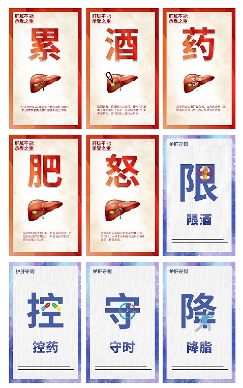 简洁护肝肝脏海报套图