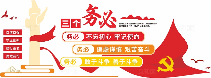 红色党建二十大三个务必文化墙