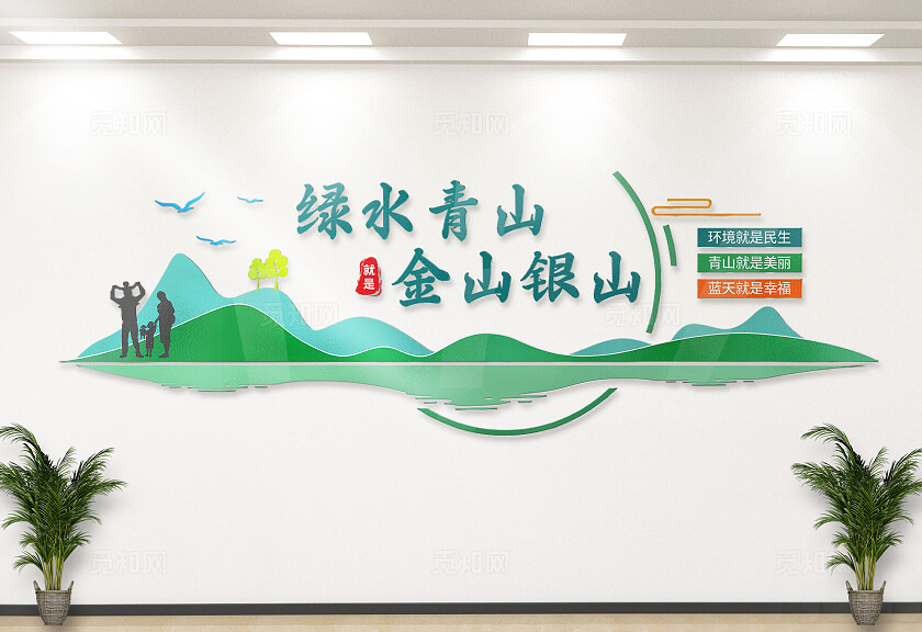 绿色绿水青山就是金山银山保护环境文化墙