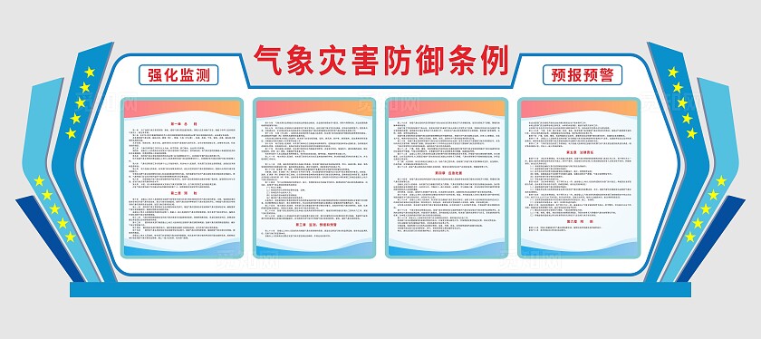 红蓝色大气气象局气象站文化墙
