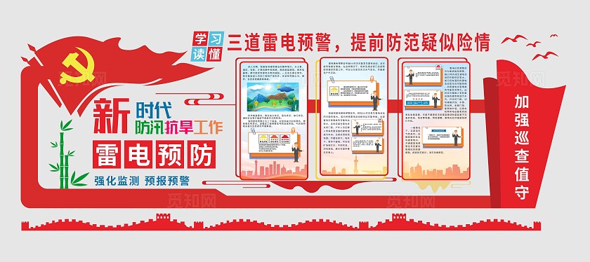 混色大气气象局气象站文化墙