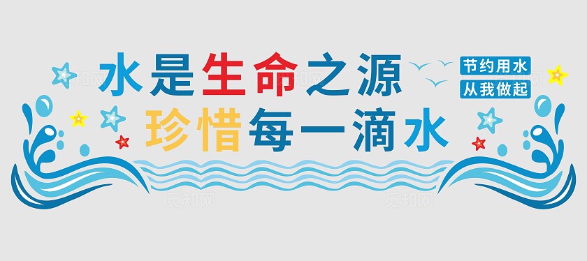 蓝色简约大气保护水源文化墙保护水资源