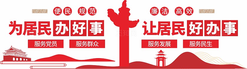 为居民办好事让居民好办事文化墙便民服务党建文化墙