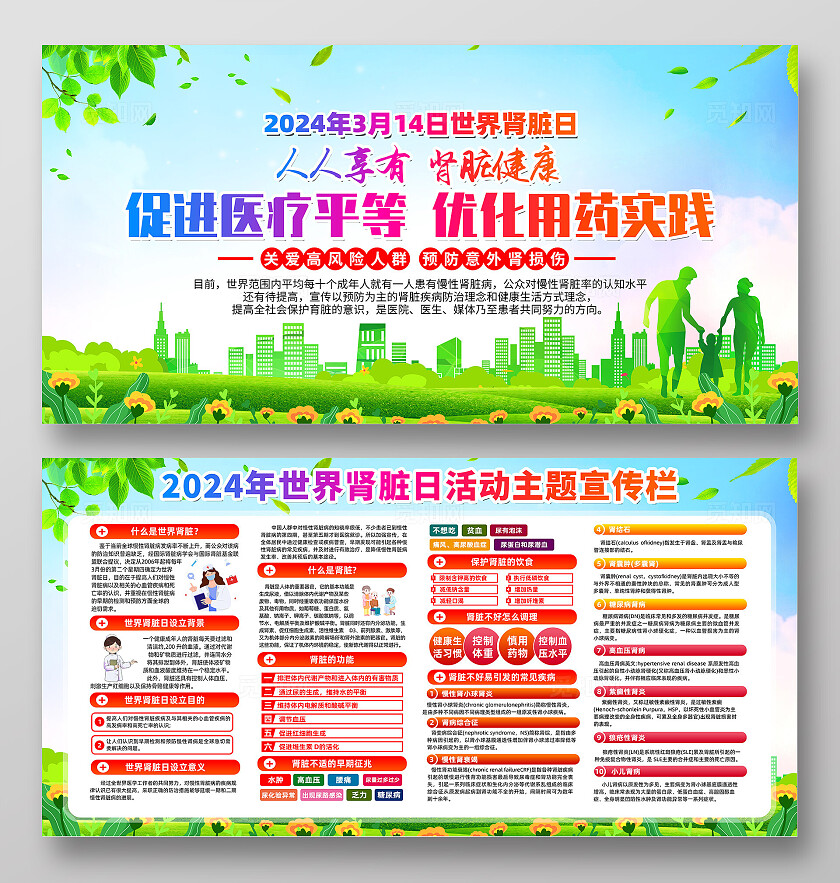 绿色简约促进医疗平等优化用药实践世界肾脏日展板宣传