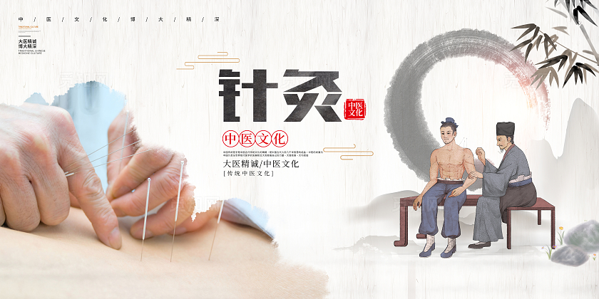 传统中国风中医文化针灸展板设计中医针灸