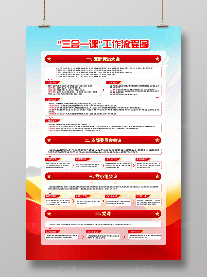 三会一课制度三会一课党建海报