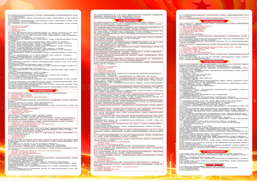 红色简约新修订中国党纪律处分条例三折页宣传