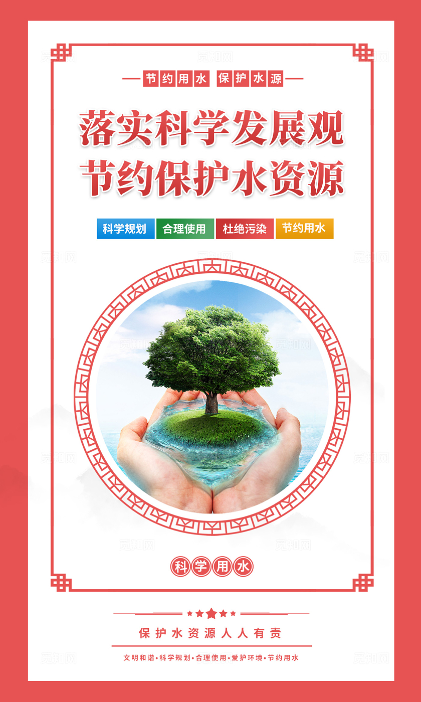 2024保护水资源世界水日海报套图环保