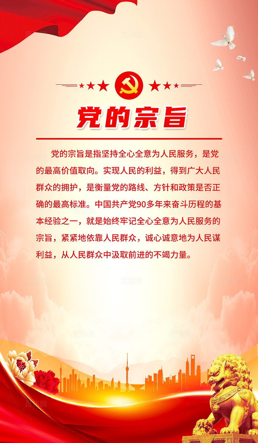 红色简约党员权利义务党建海报套图