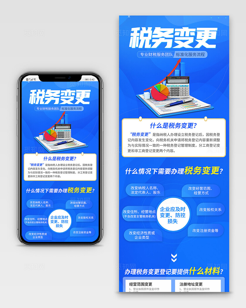 蓝色简约税务变更税收宣传月税务长图