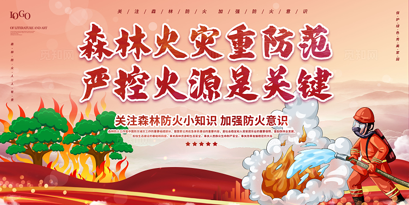 社区风森林防火消防安全火灾宣传展板