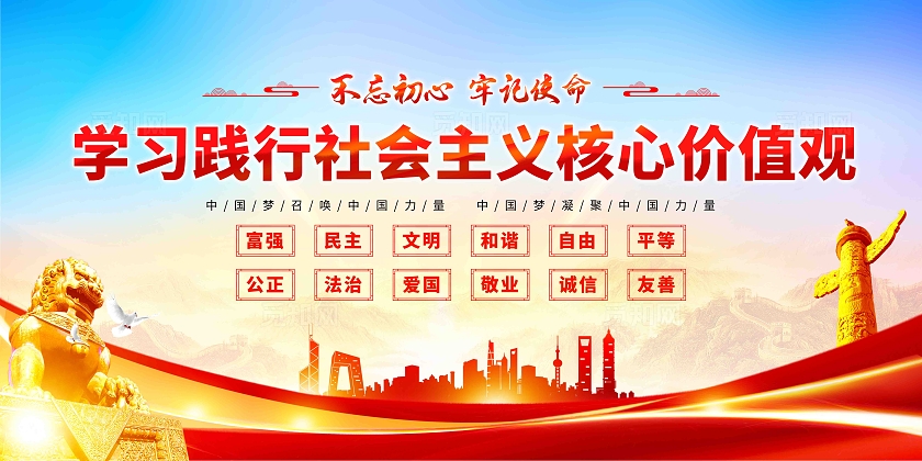 学习践行社会主义核心价值观中国梦党建展板