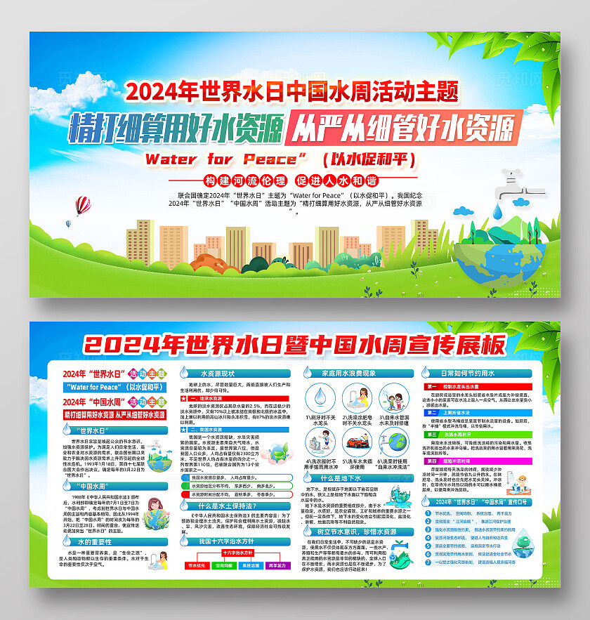 绿色简约精打细算用好水资源世界水日暨中国水周宣传栏