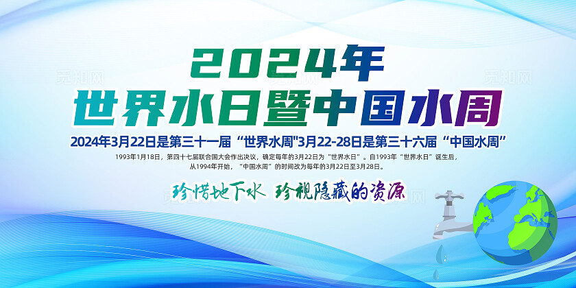2024蓝色简约精打细算用好水资源世界水日暨中国水周展板宣传