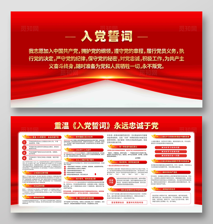 重温入党誓词入党誓词党建宣传展板