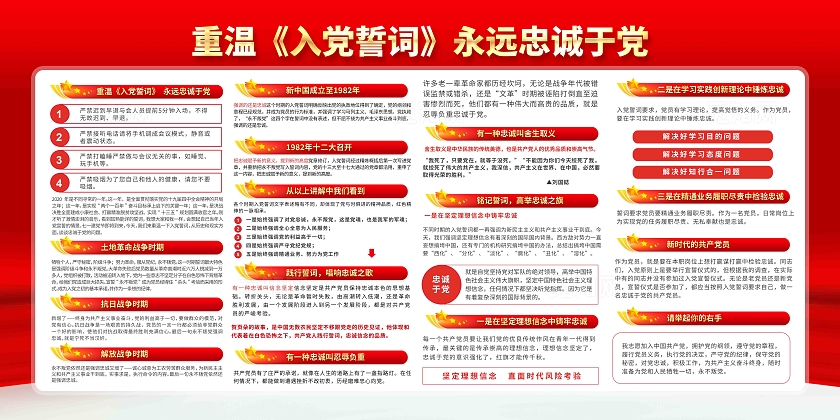 重温入党誓词入党誓词党建宣传展板