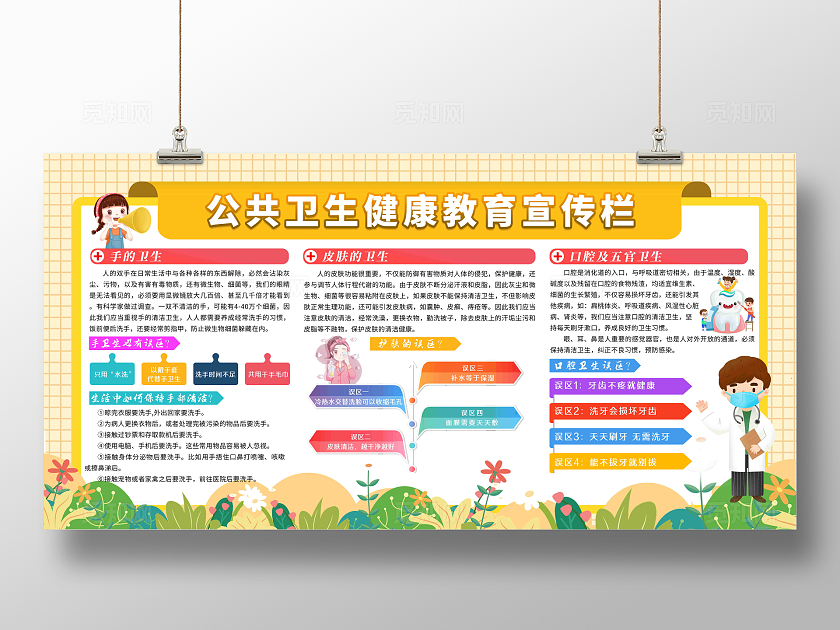 黄色简约风格公共卫生健康教育宣传栏