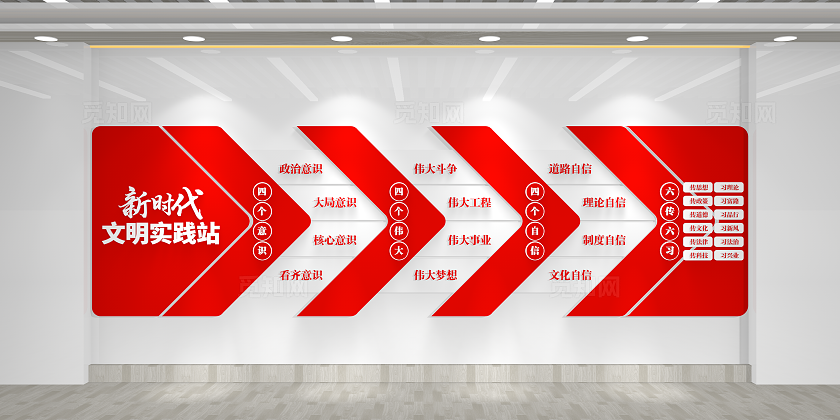 新时代文明实践中心六传六习党建文化墙新时代文明实践雕塑文化墙