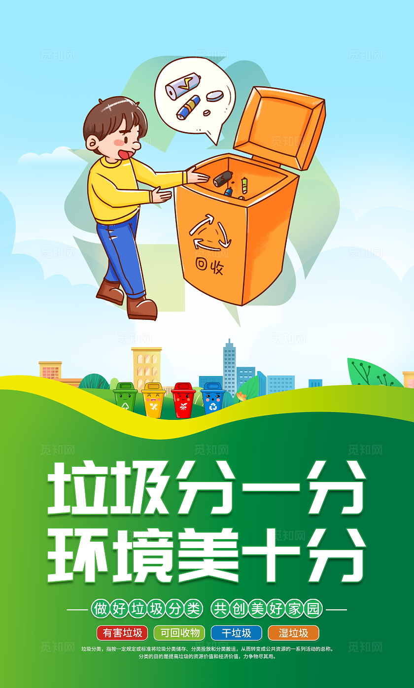 绿色大气垃圾分类宣传套图