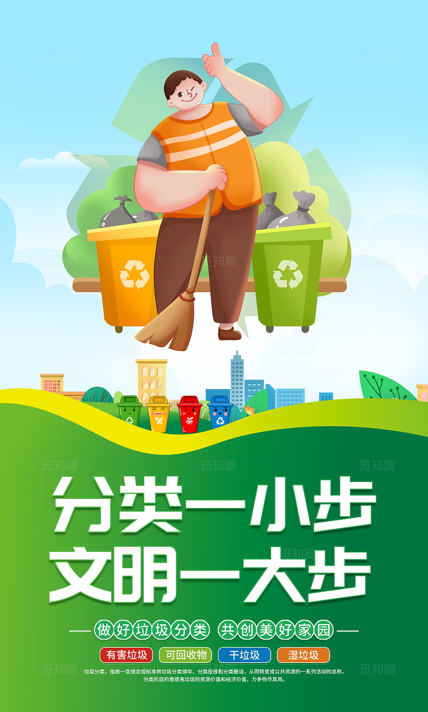 绿色大气垃圾分类宣传套图