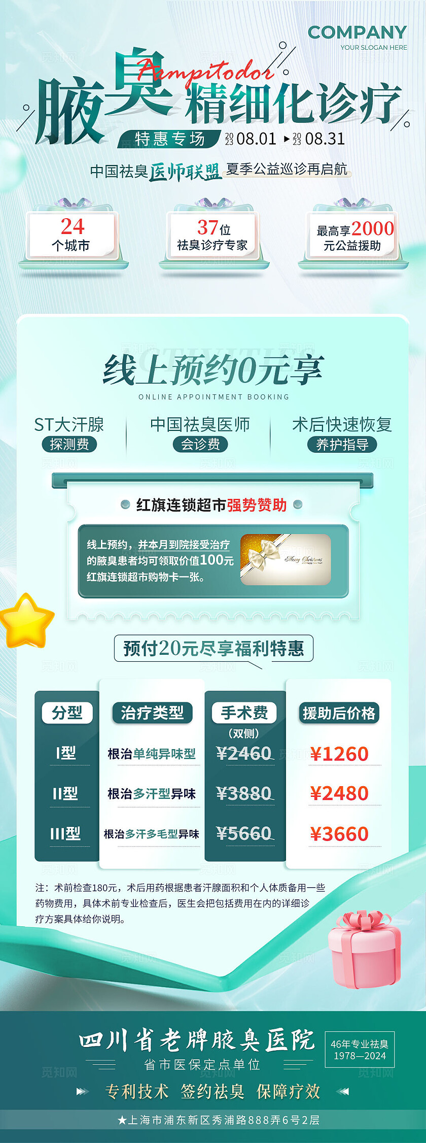 医疗成人腋臭质量预约海报宣传