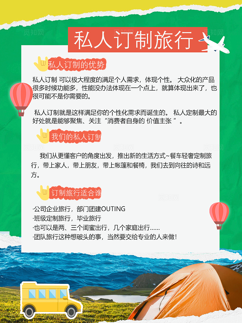 黄绿色小清新2024私人订制旅游介绍展板小红书封面