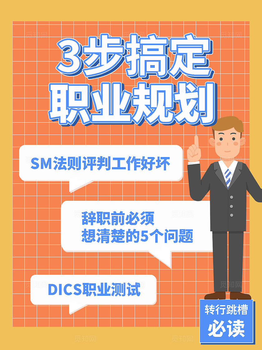 简约平面三步搞定职业规划小红书封面