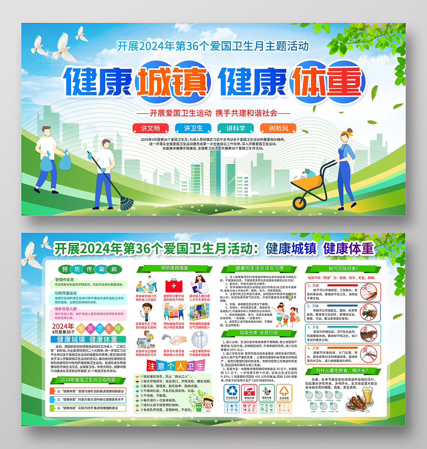 2024爱国卫生月宣传栏展板公益全国爱国卫生月