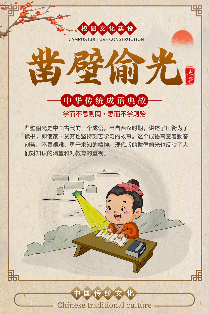 棕色中国风成语故事寓言故事海报套图