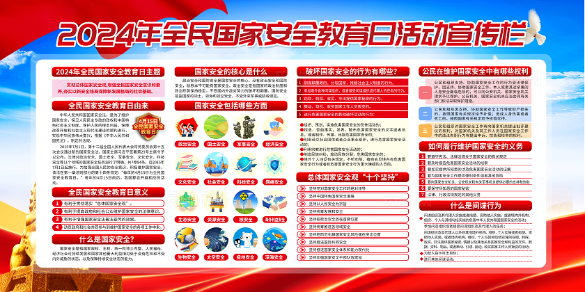 红色党建2024全民国家安全教育日宣传栏