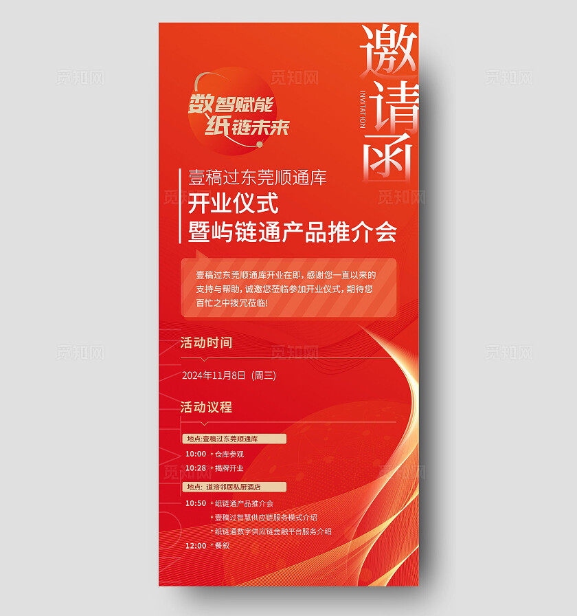 红色喜庆科技活动流程邀请函宣传海报
