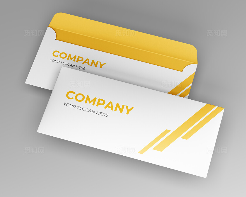 清新大气黄色信封样机