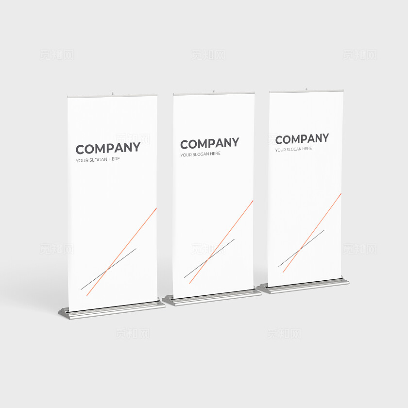  白色简约三个展架样机