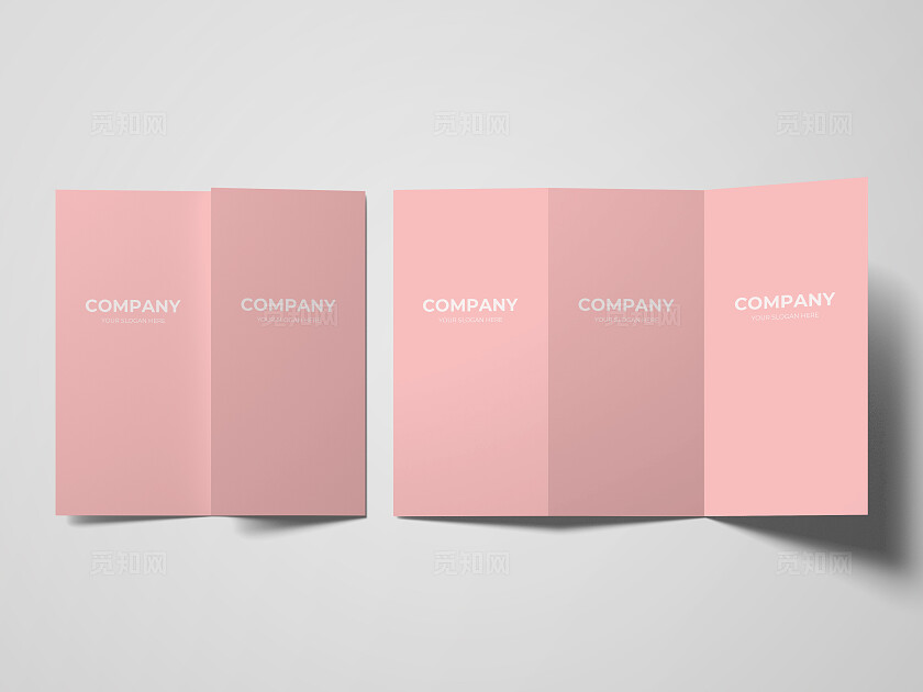 粉色温馨四折页样机
