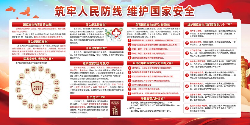 红色415全民国家安全教育日宣传栏2024全民国家安全教育日