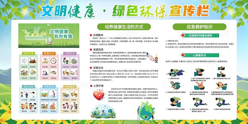 文明健康绿色环保宣传栏文明健康绿色环保
