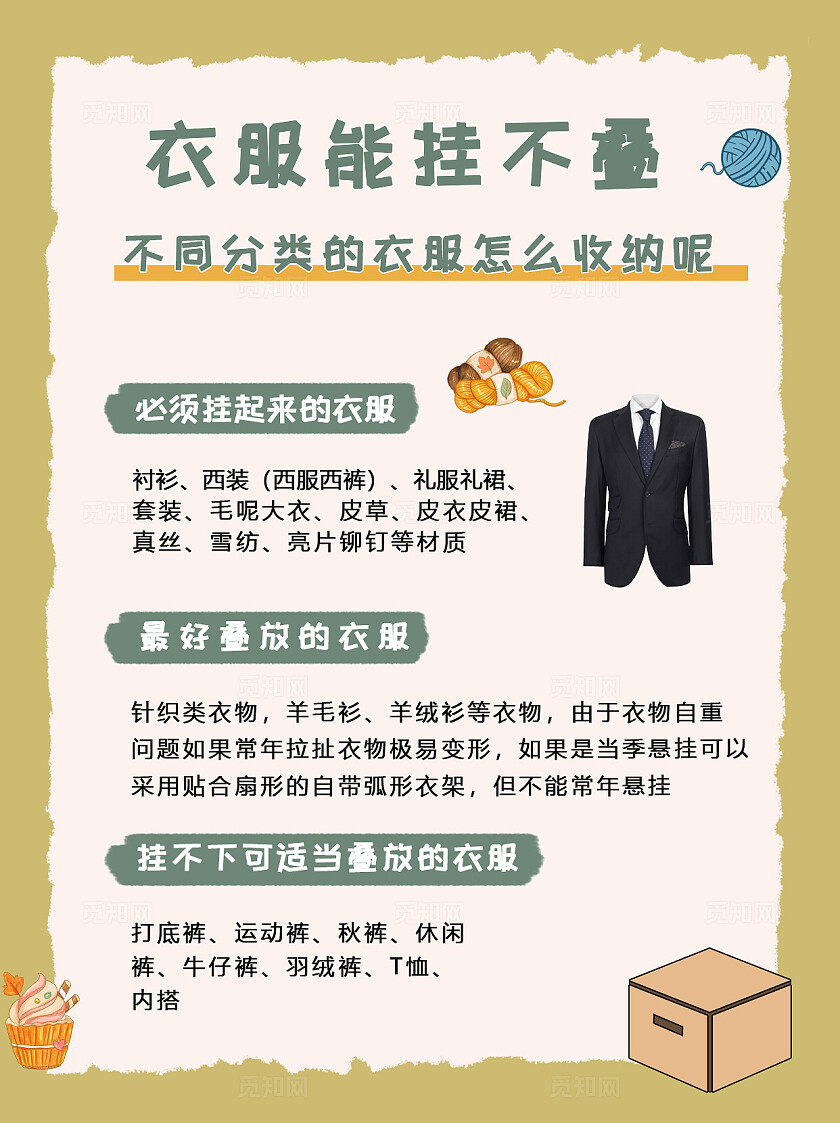 简约平面衣服收纳方法小知识必看系列海报小红书封面