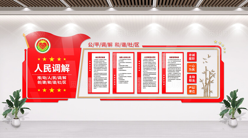 红色社区人民调解室制度文化墙