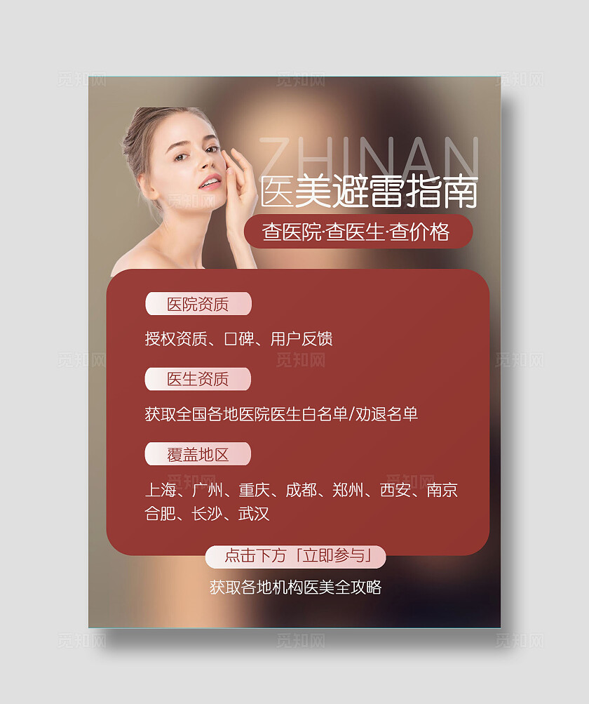 简约医美避雷指南广告小红书封面