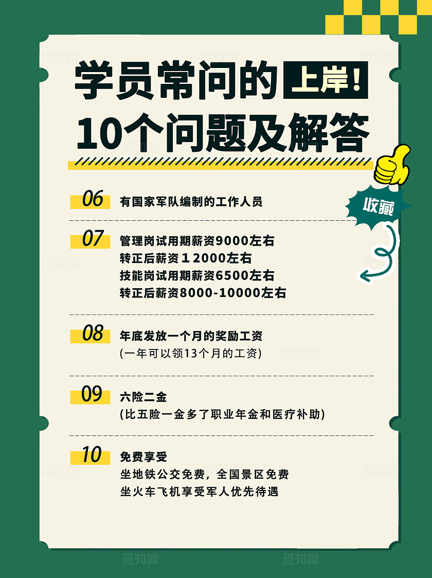 绿色平面卡通简约军队文职干货分享宣传图小红书封面