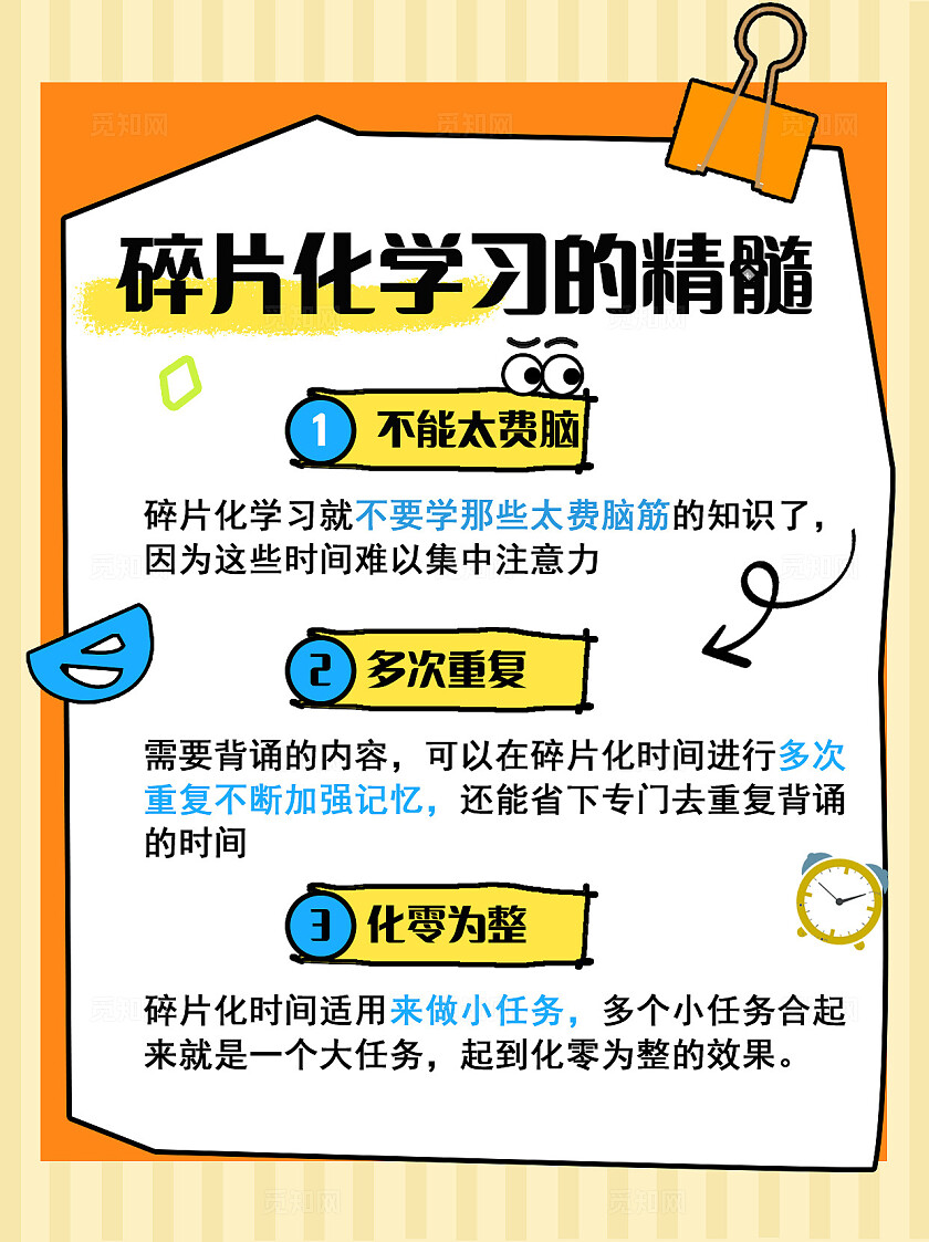 平面卡通碎片化学习的精髓小红书封面