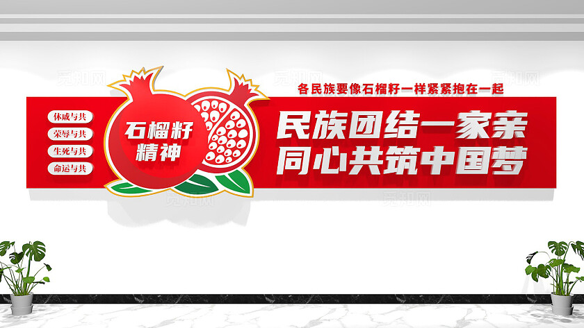 石榴籽精神民族团结文化墙