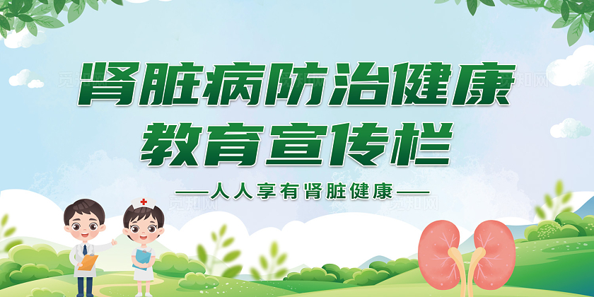 绿色清新肾脏病防治健康教育宣传栏展板