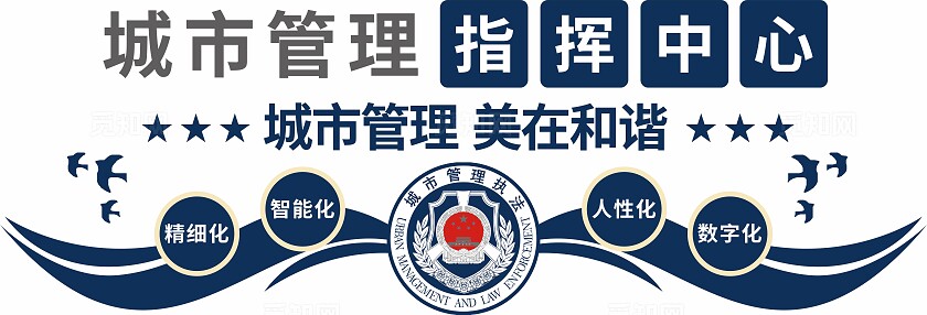 蓝色综合执法城管警局文化墙